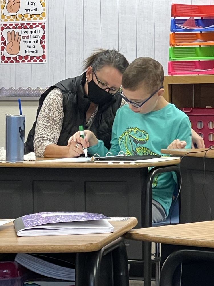 Student working with teacher