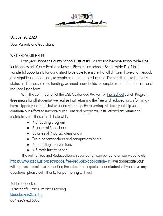 Free and Reduced Lunch Application 