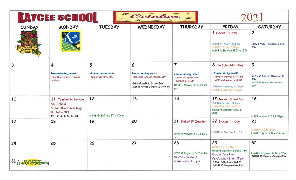 October Calendar